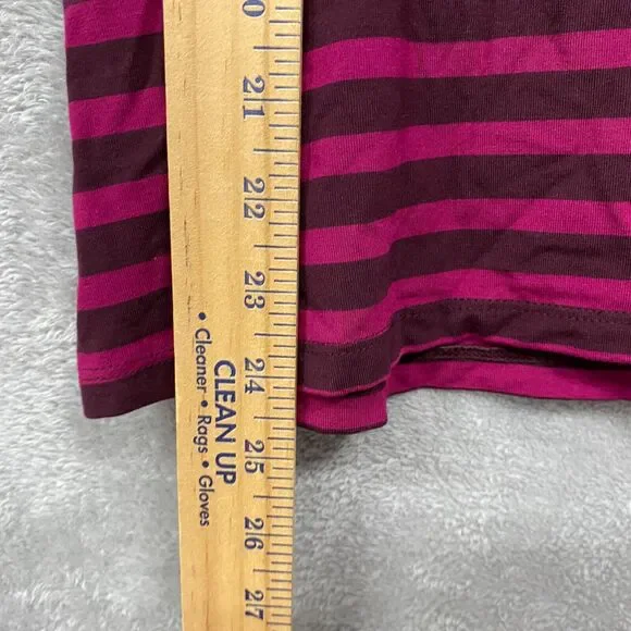 Talbots Shirt Womens Medium Pink Stripe Bow Tie Short Sleeve Pullover Stretch - Picture 7 of 9